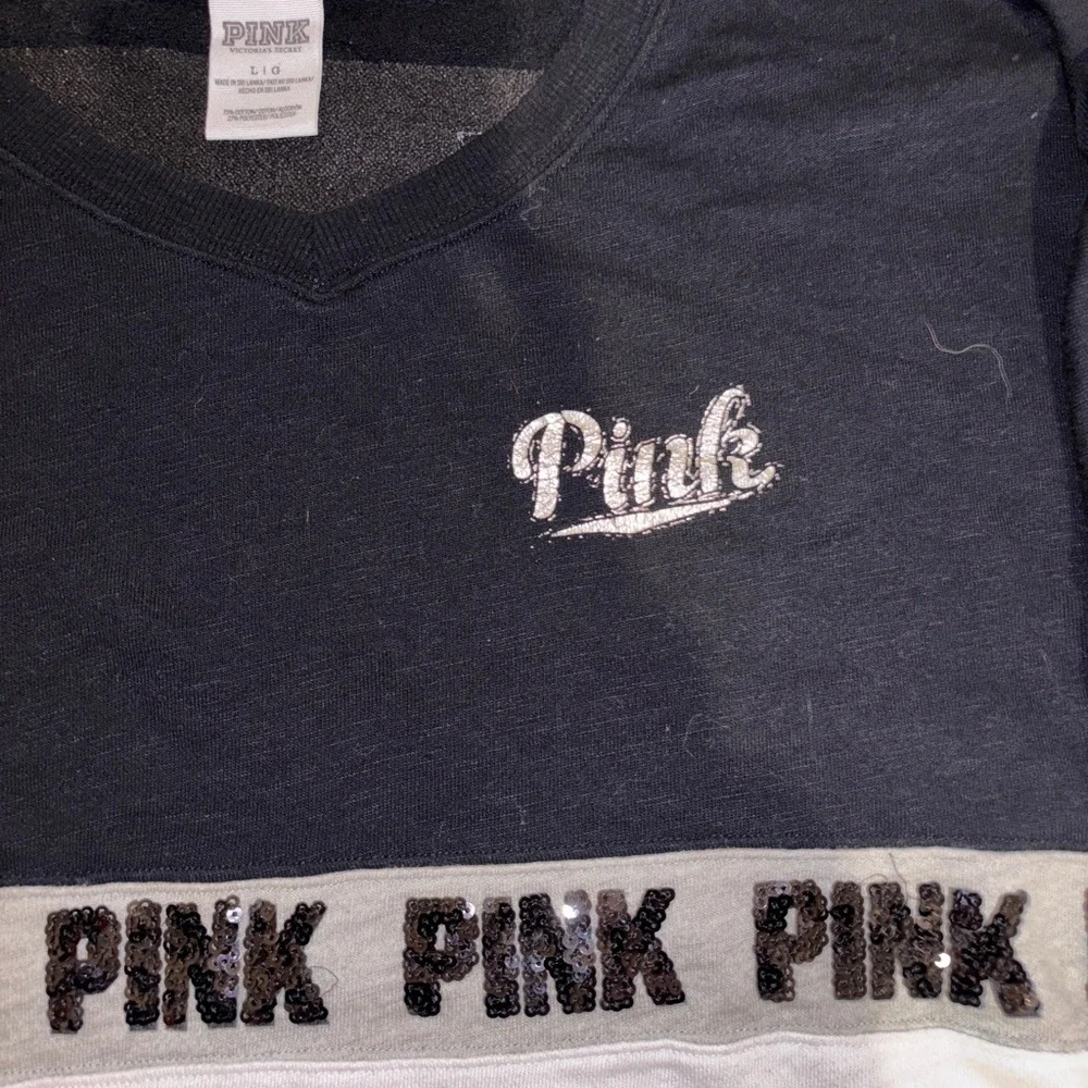 PINK Victoria's Secret Black and White Long Sleeve Tee - Picture 2 of 3